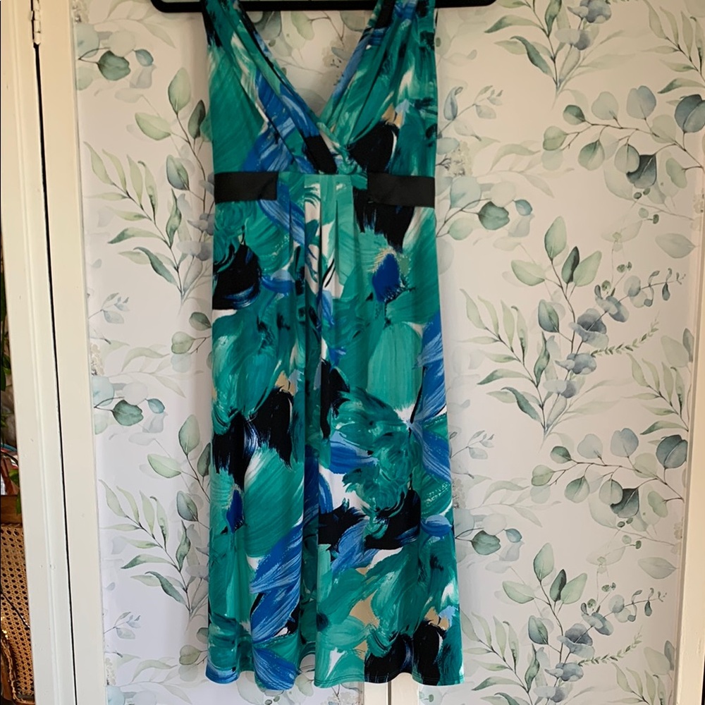 Scarlett Teal and Black Midi Dress